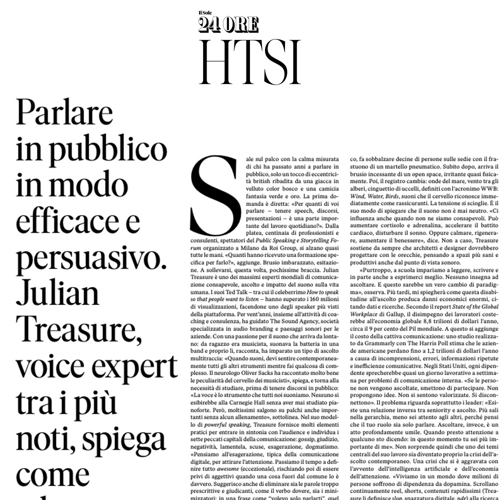 Sole 24 ORE Intervista-Treasure